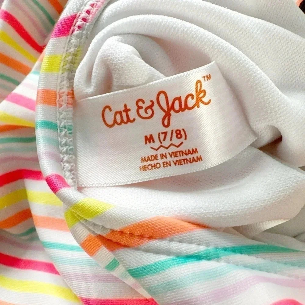 Cat & Jack | Striped Ruffled One Piece Swimsuit (M) 🌈 - Picture 4 of 4